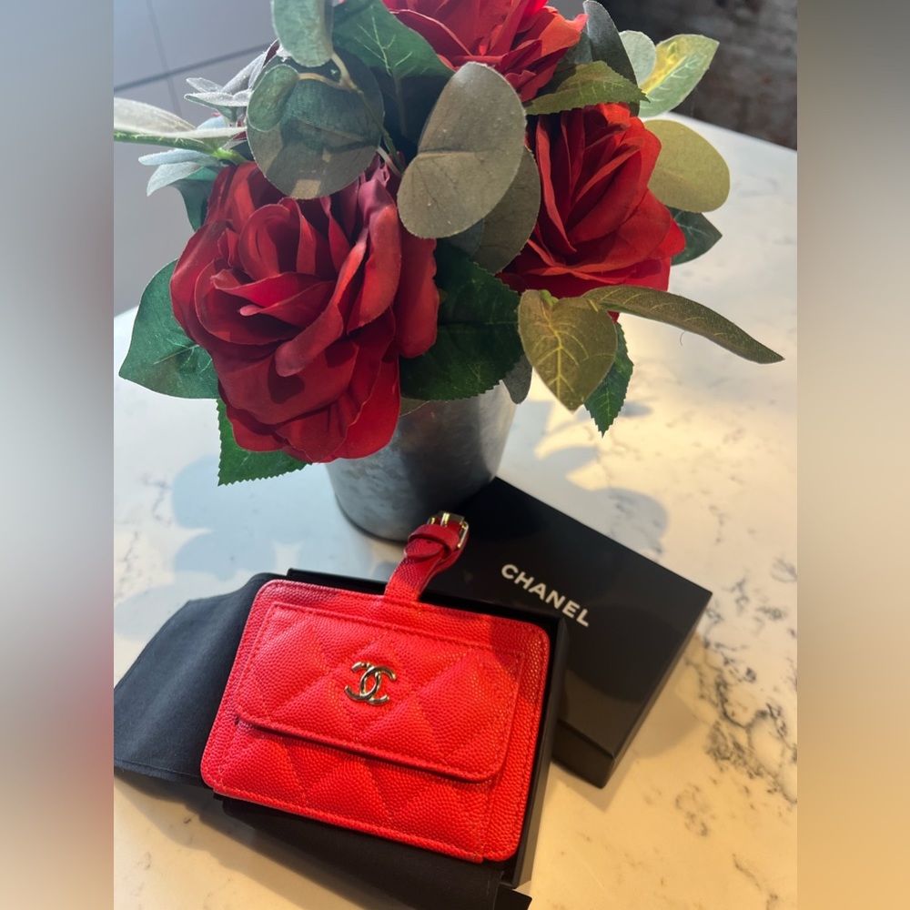 Quilted Red Leather Chanel Card Holder